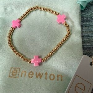 Enewton Pink Cross and Gold Beaded Bracelet